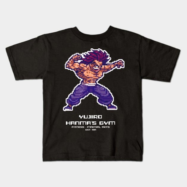 yujiro hanma's gym pixle Kids T-Shirt by Japanese Mask Art